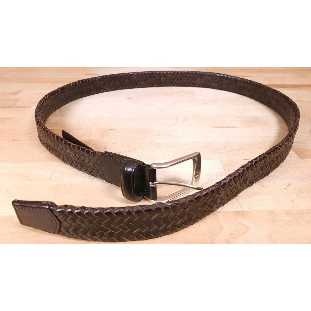 Tommy Bahama Belt Mens Size 44 Brown Woven Braided Leather‎ B7557